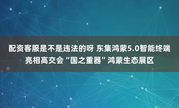 配资客服是不是违法的呀 东集鸿蒙5.0智能终端亮相高交会“国之重器”鸿蒙生态展区