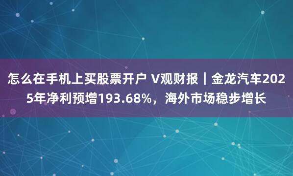 怎么在手机上买股票开户 V观财报｜金龙汽车2025年净利预增193.68%，海外市场稳步增长